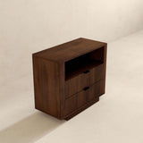 Lola Mid Century Modern Walnut Nightstand 2-Drawer Bed Side Table by Ashcroft Imports at Eve Furniture