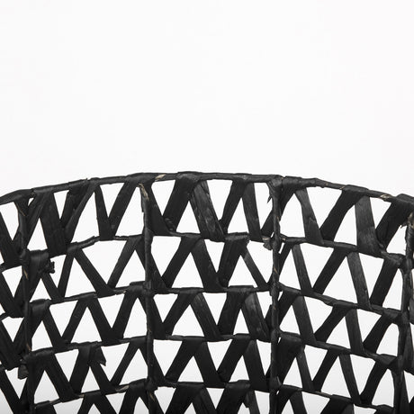 Lola (Set of 3) Black Water Hyacinth Zig Zag Weave Round Basket W/ Handles by Mercana at Eve Furniture