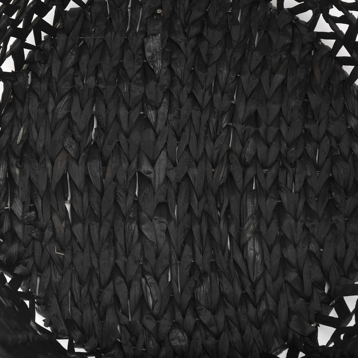 Lola (Set of 3) Black Water Hyacinth Zig Zag Weave Round Basket W/ Handles by Mercana at Eve Furniture