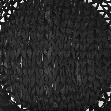 Lola (Set of 3) Black Water Hyacinth Zig Zag Weave Round Basket W/ Handles by Mercana at Eve Furniture