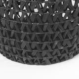Lola (Set of 3) Black Water Hyacinth Zig Zag Weave Round Basket W/ Handles by Mercana at Eve Furniture