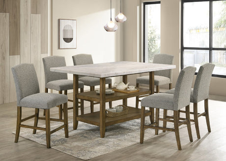 Lola Walnut Genuine Marble 7-Piece Dining Set by Happy Homes at Eve Furniture