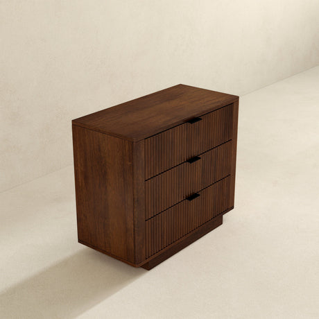 Lola Walnut Nightstand 3-Drawer by Ashcroft Furniture at Eve Furniture
