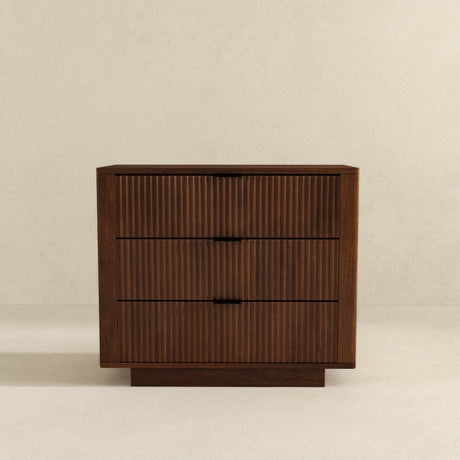 Lola Walnut Nightstand 3-Drawer by Ashcroft Furniture at Eve Furniture