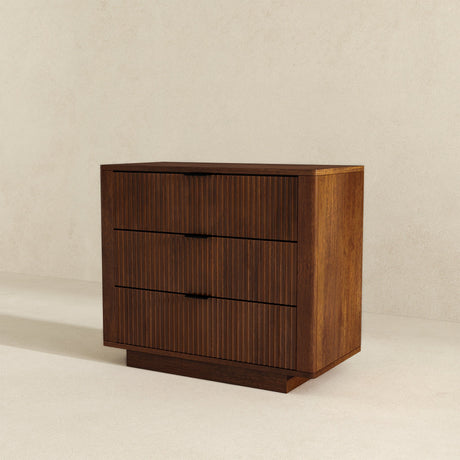 Lola Walnut Nightstand 3-Drawer by Ashcroft Furniture at Eve Furniture