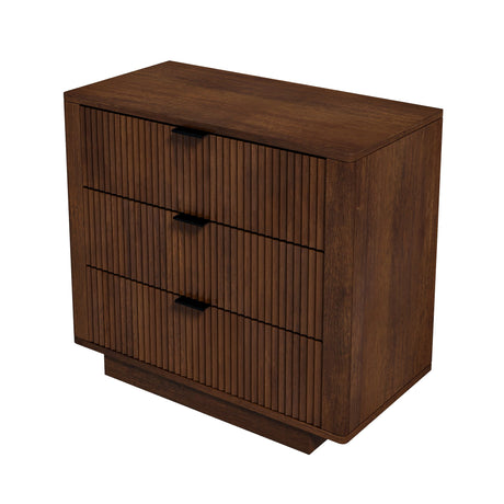Lola Walnut Nightstand 3-Drawer by Ashcroft Imports at Eve Furniture