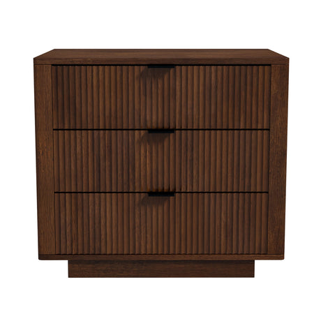 Lola Walnut Nightstand 3-Drawer by Ashcroft Imports at Eve Furniture
