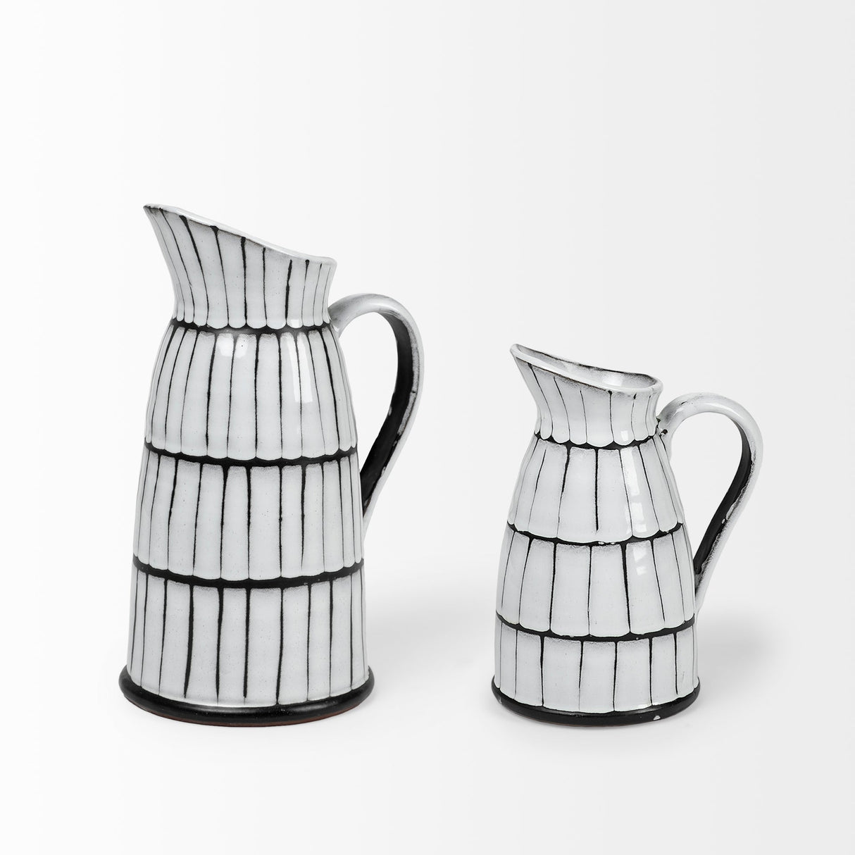 Lome Large White/Black Patterned Ceramic Water Pitcher by Mercana at Eve Furniture