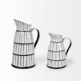 Lome Large White/Black Patterned Ceramic Water Pitcher by Mercana at Eve Furniture