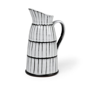 Lome Large White/Black Patterned Ceramic Water Pitcher by Mercana at Eve Furniture