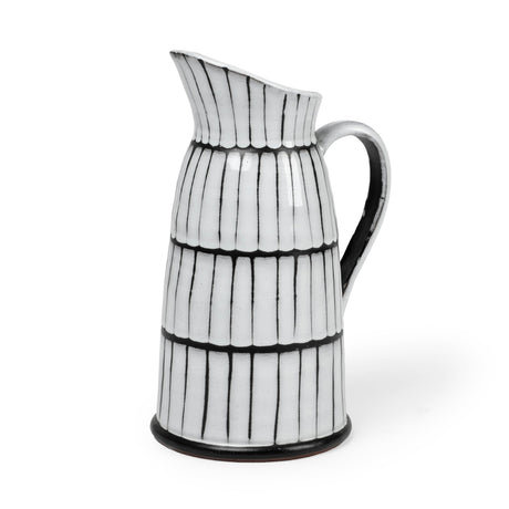 Lome Large White/Black Patterned Ceramic Water Pitcher by Mercana at Eve Furniture