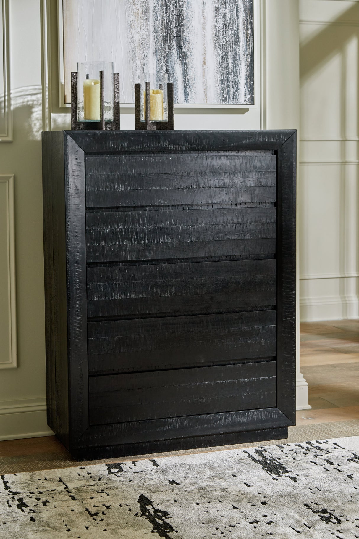 Londer Black Chest of Drawers by Ashley at Eve Furniture