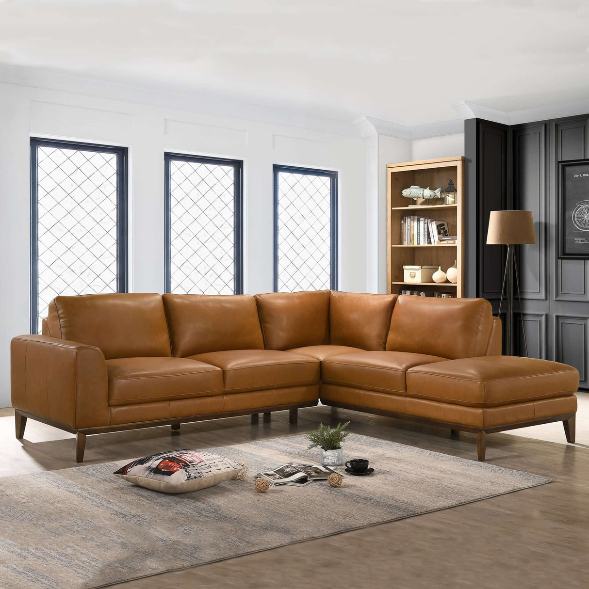 London Leather Sectional Sofa Right Facing by Ashcroft Furniture at Eve Furniture