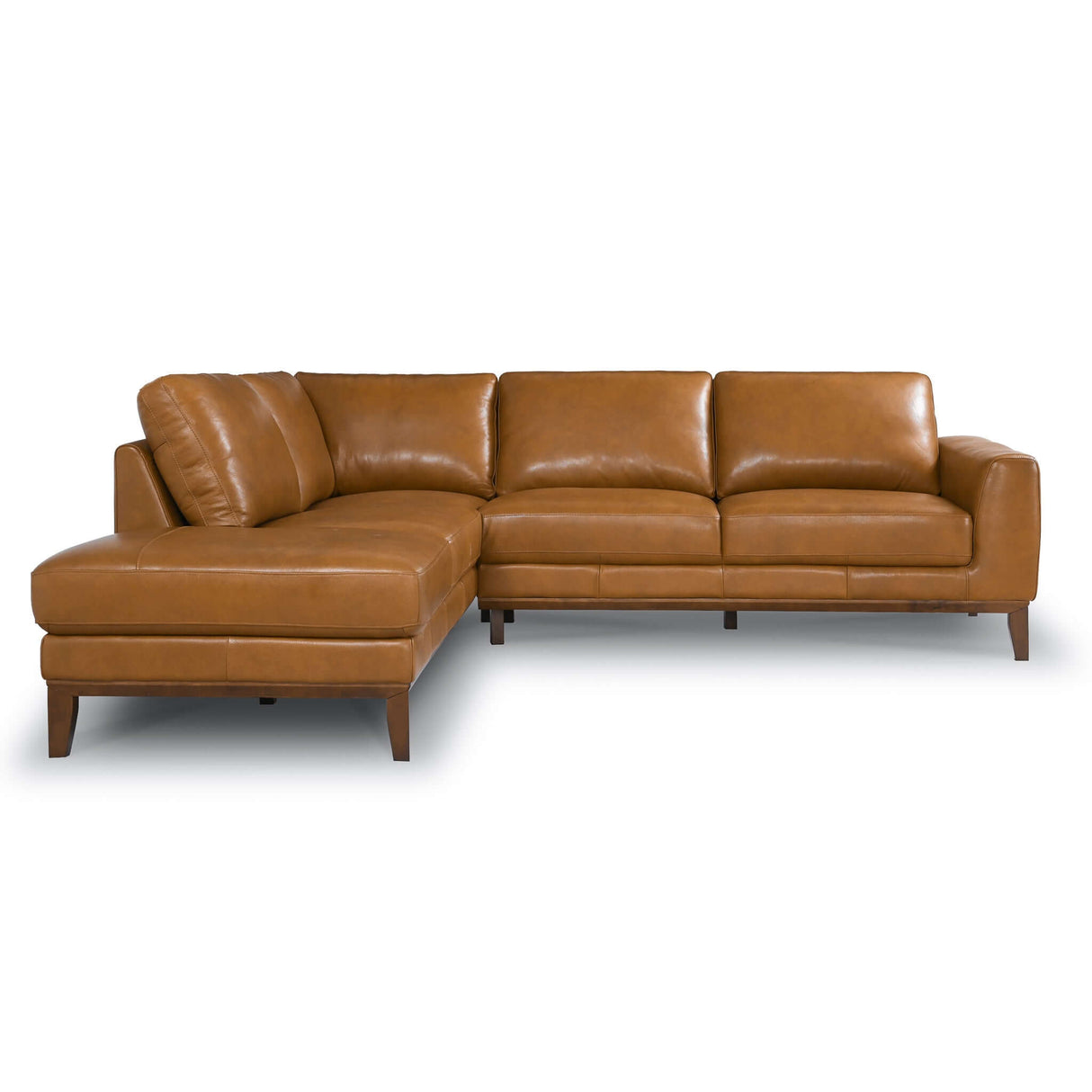 London Mid-Century Modern Leather Sectional Sofa Right-Facing
