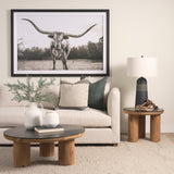 Longhorn Last Call BW by Nathan Larson Hand Embelished Textured Framed Photo Art Print Matted under by Mercana at Eve Furniture