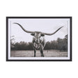 Longhorn Last Call BW by Nathan Larson Hand Embelished Textured Framed Photo Art Print Matted under by Mercana at Eve Furniture