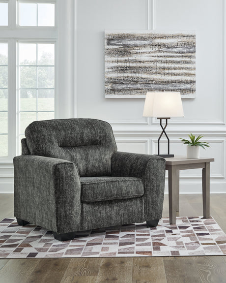 Lonoke Chair and Ottoman in Gunmetal by Ashley at Eve Furniture