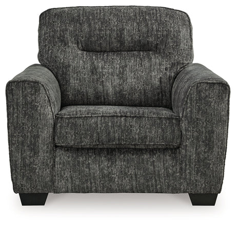 Lonoke Chair and Ottoman in Gunmetal by Ashley at Eve Furniture