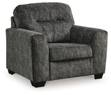 Lonoke Chair and Ottoman in Gunmetal by Ashley at Eve Furniture