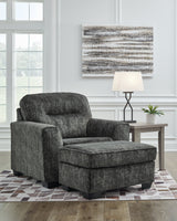 Lonoke Chair and Ottoman in Gunmetal by Ashley at Eve Furniture