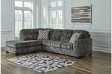 Lonoke Gunmetal 2-Piece Sectional with LAF Chaise by Ashley at Eve Furniture