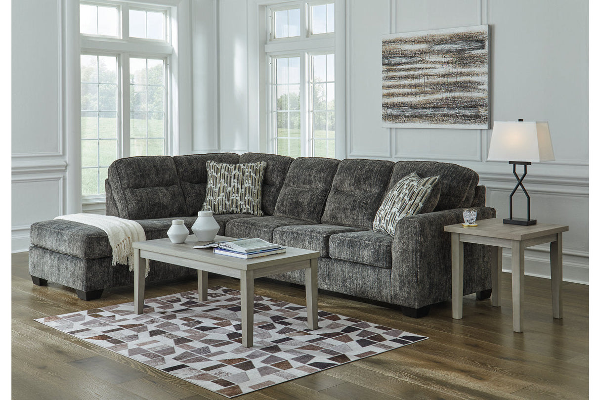 Lonoke Gunmetal 2-Piece Sectional with LAF Chaise by Ashley at Eve Furniture