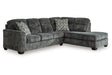 Lonoke Gunmetal 2-Piece Sectional with RAF Chaise by Ashley at Eve Furniture