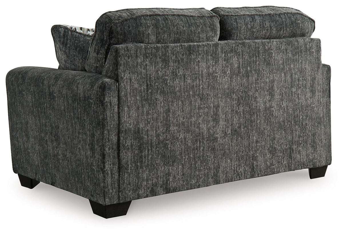 Lonoke Gunmetal Loveseat by Ashley at Eve Furniture