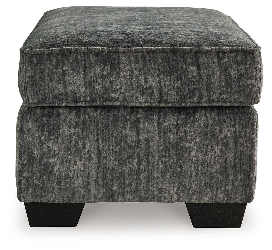 Lonoke Gunmetal Ottoman by Ashley at Eve Furniture