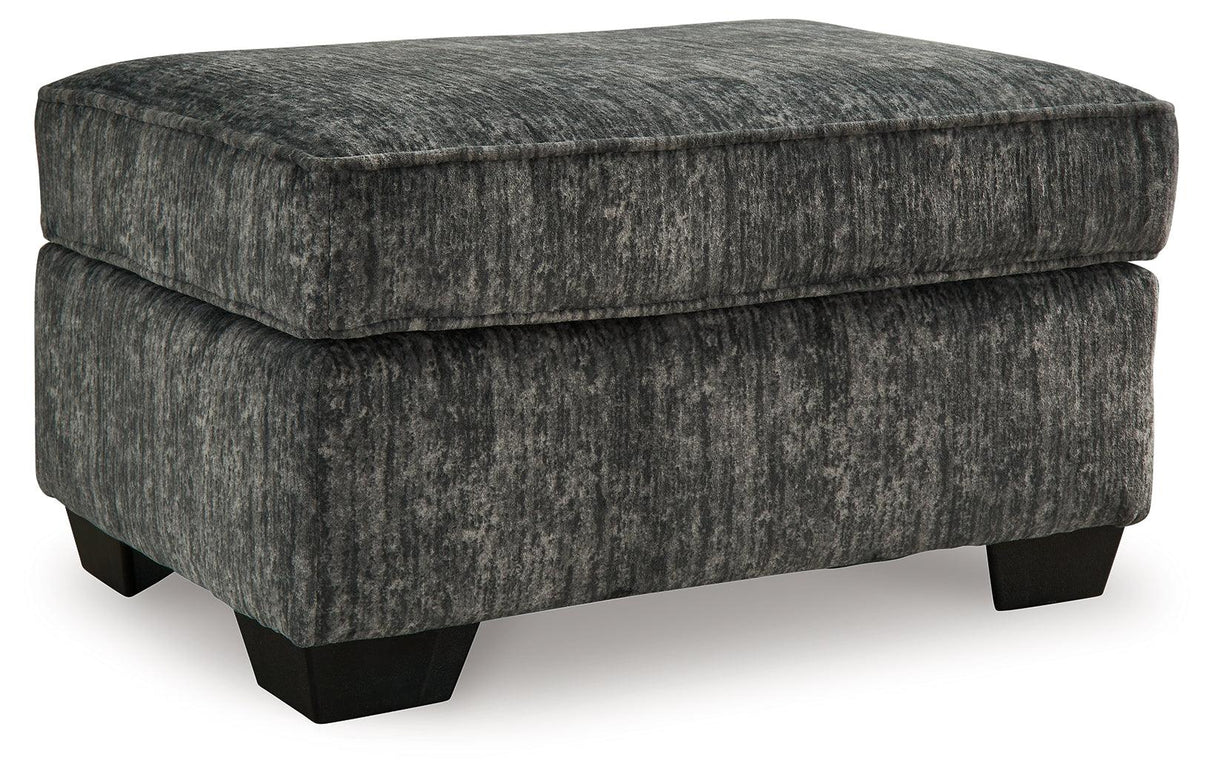 Lonoke Gunmetal Ottoman by Ashley at Eve Furniture