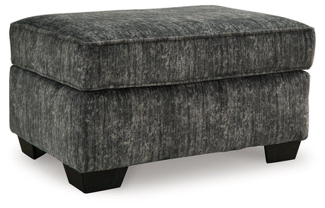 Lonoke Gunmetal Ottoman by Ashley at Eve Furniture
