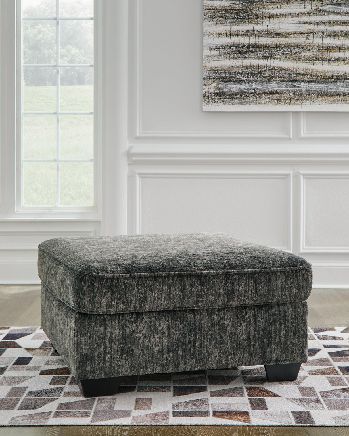Lonoke Gunmetal Oversized Accent Ottoman by Ashley at Eve Furniture