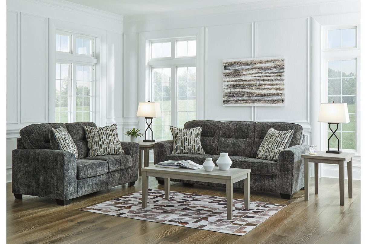 Lonoke Gunmetal Sofa and Loveseat by Ashley at Eve Furniture