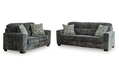 Lonoke Gunmetal Sofa and Loveseat by Ashley at Eve Furniture
