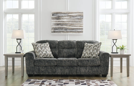 Lonoke Gunmetal Sofa by Ashley at Eve Furniture