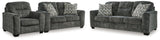 Lonoke Gunmetal Sofa, Loveseat and Oversized Chair by Ashley at Eve Furniture