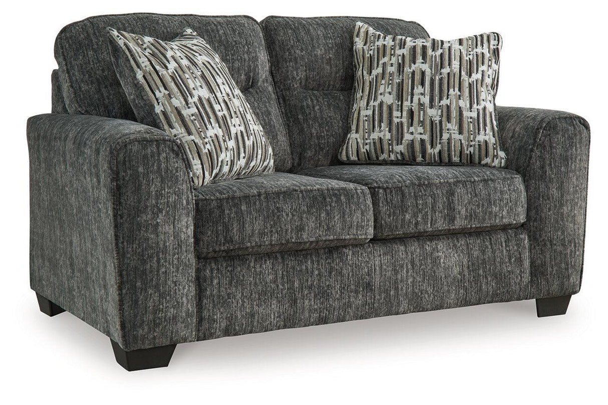Lonoke Gunmetal Sofa, Loveseat, Oversized Chair and Ottoman by Ashley at Eve Furniture