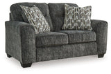 Lonoke Gunmetal Sofa, Loveseat, Oversized Chair and Ottoman by Ashley at Eve Furniture
