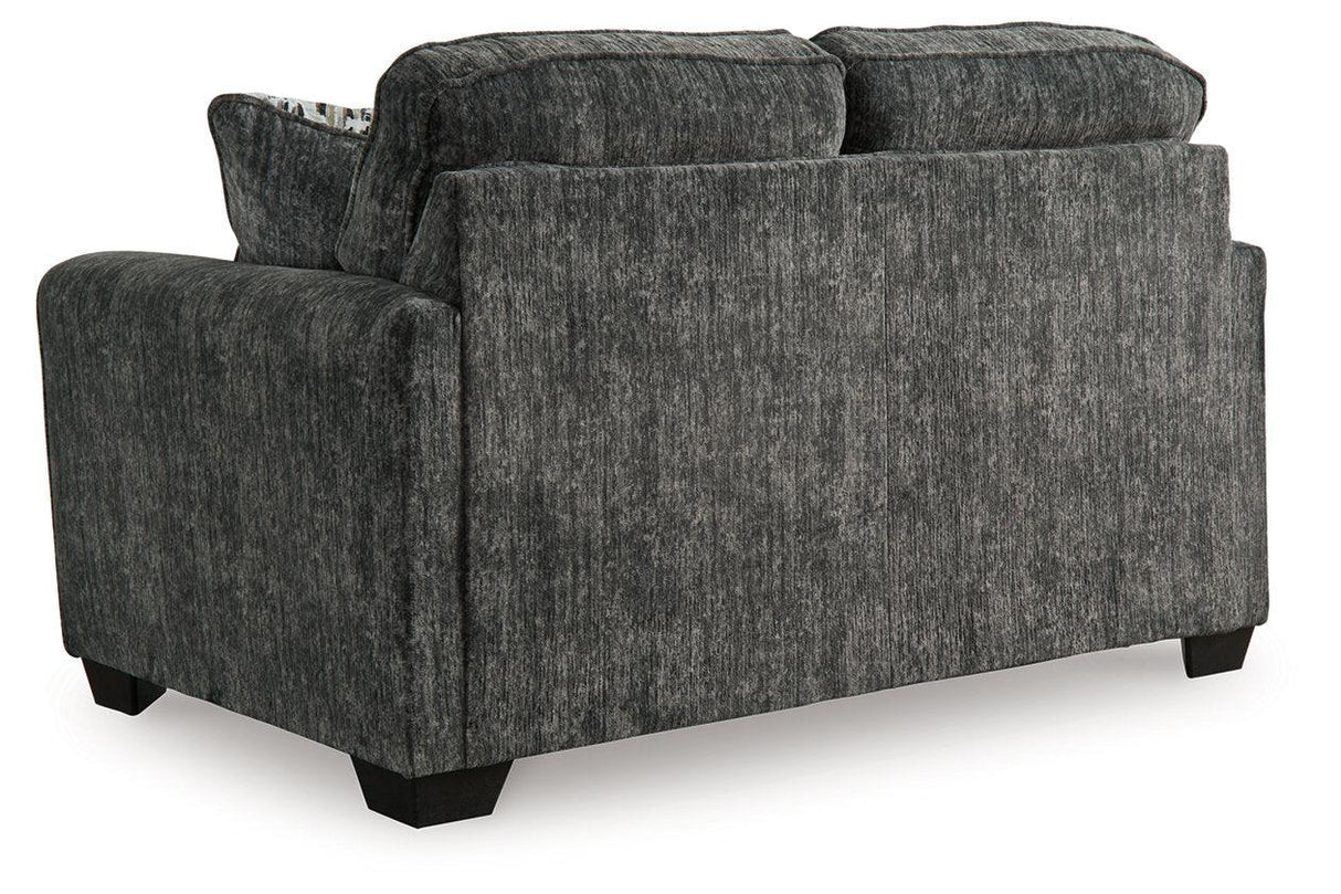 Lonoke Gunmetal Sofa, Loveseat, Oversized Chair and Ottoman by Ashley at Eve Furniture