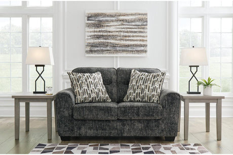 Lonoke Gunmetal Sofa, Loveseat, Oversized Chair and Ottoman by Ashley at Eve Furniture