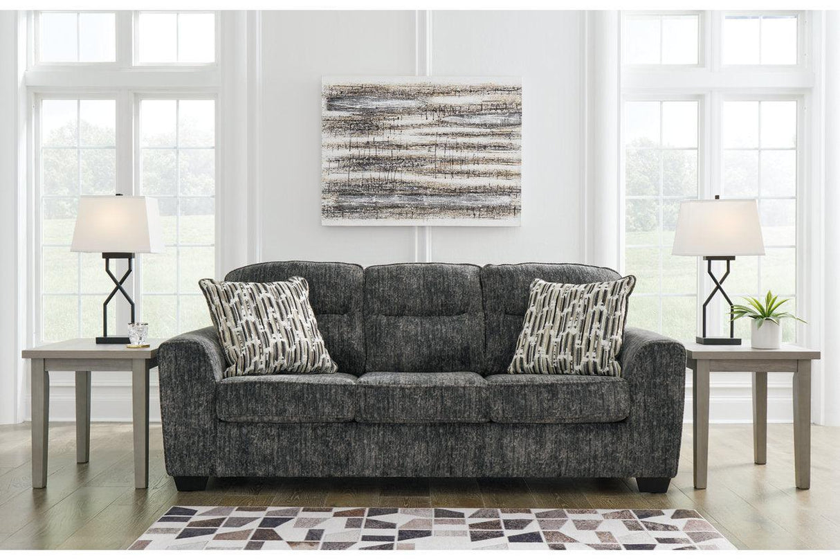 Lonoke Gunmetal Sofa, Loveseat, Oversized Chair and Ottoman by Ashley at Eve Furniture