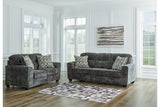 Lonoke Gunmetal Sofa, Loveseat, Oversized Chair and Ottoman by Ashley at Eve Furniture