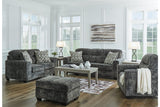 Lonoke Gunmetal Sofa, Loveseat, Oversized Chair and Ottoman by Ashley at Eve Furniture