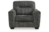 Lonoke Gunmetal Sofa, Loveseat, Oversized Chair and Ottoman by Ashley at Eve Furniture