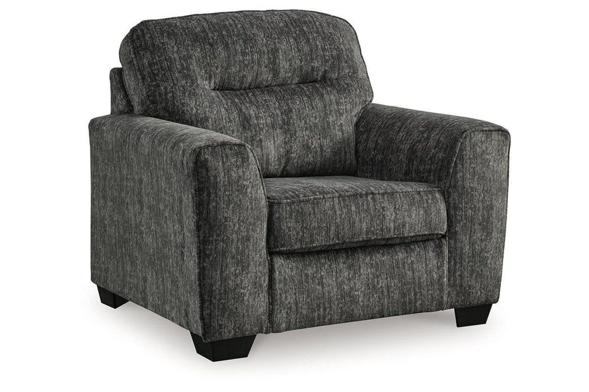 Lonoke Gunmetal Sofa, Loveseat, Oversized Chair and Ottoman by Ashley at Eve Furniture