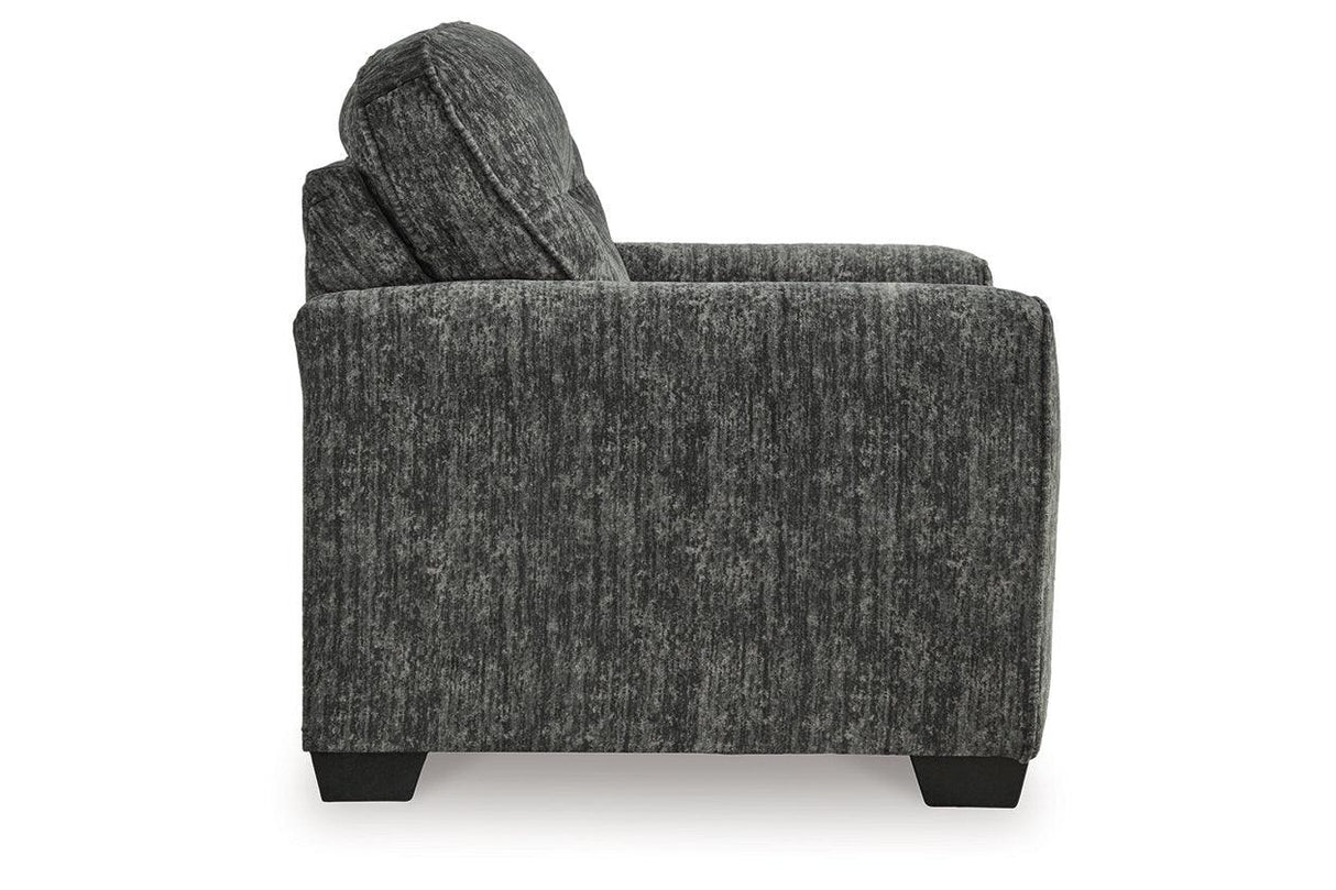 Lonoke Gunmetal Sofa, Loveseat, Oversized Chair and Ottoman by Ashley at Eve Furniture