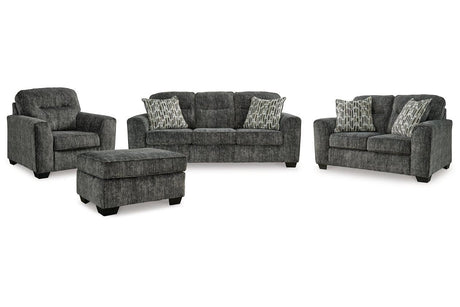 Lonoke Gunmetal Sofa, Loveseat, Oversized Chair and Ottoman by Ashley at Eve Furniture