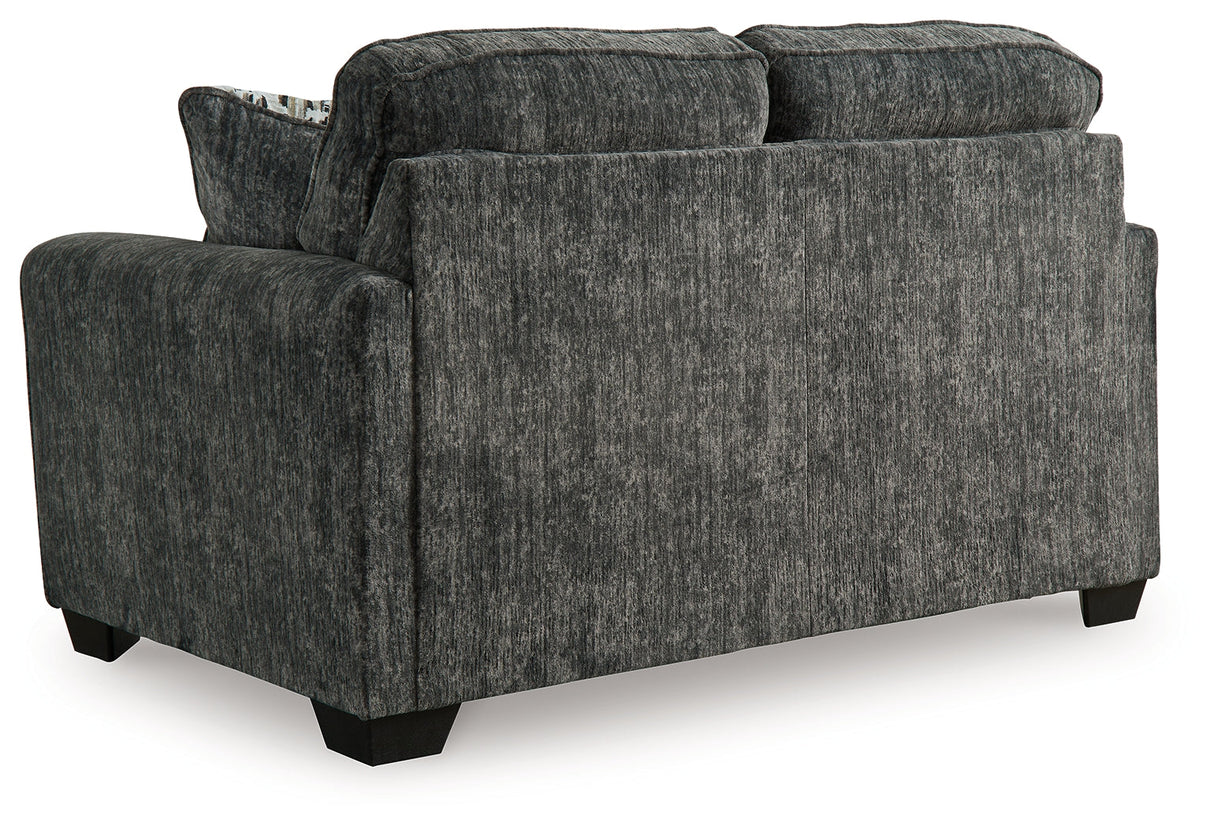 Lonoke Gunmetal Sofa, Loveseat and Oversized Chair by Ashley at Eve Furniture