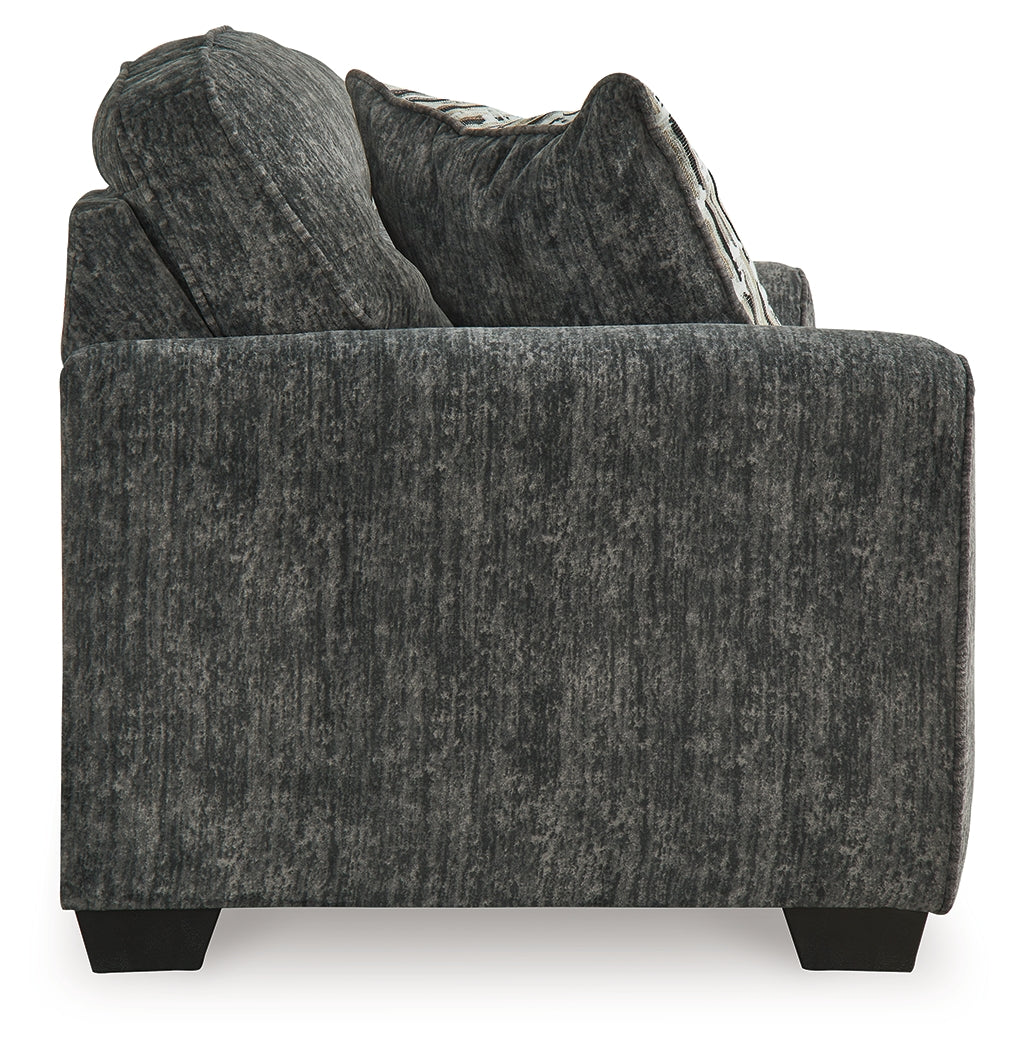 Lonoke Gunmetal Sofa, Loveseat and Oversized Chair by Ashley at Eve Furniture