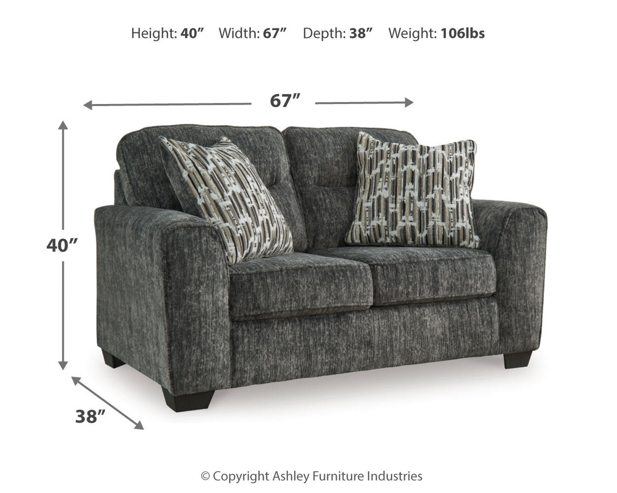 Lonoke Gunmetal Sofa, Loveseat and Oversized Chair by Ashley at Eve Furniture